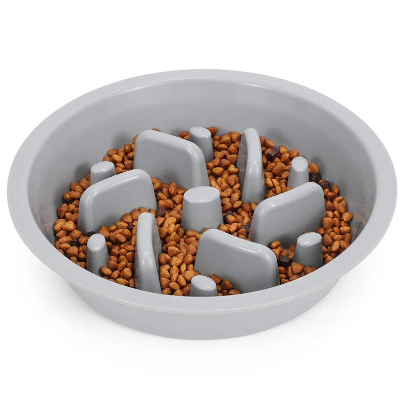 JASGOOD Dog Slow Feeder - Reduce Slip Puzzle Bowl for Raised Pet Feeders - Interactive Bloat Stop Elevated Diners Replacement Bowl (Gray, Fit Opening 7.5