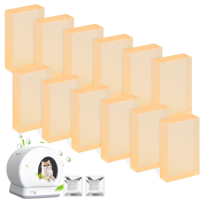 12 Pack Litter Box Deodorizer Compatible with MeoWant MW-SC01 / MW-SC02 / LB02 Self-Cleaning Cat Litter Boxes, 360° Odor Lock Cat Toilet Odor Eliminator Gel