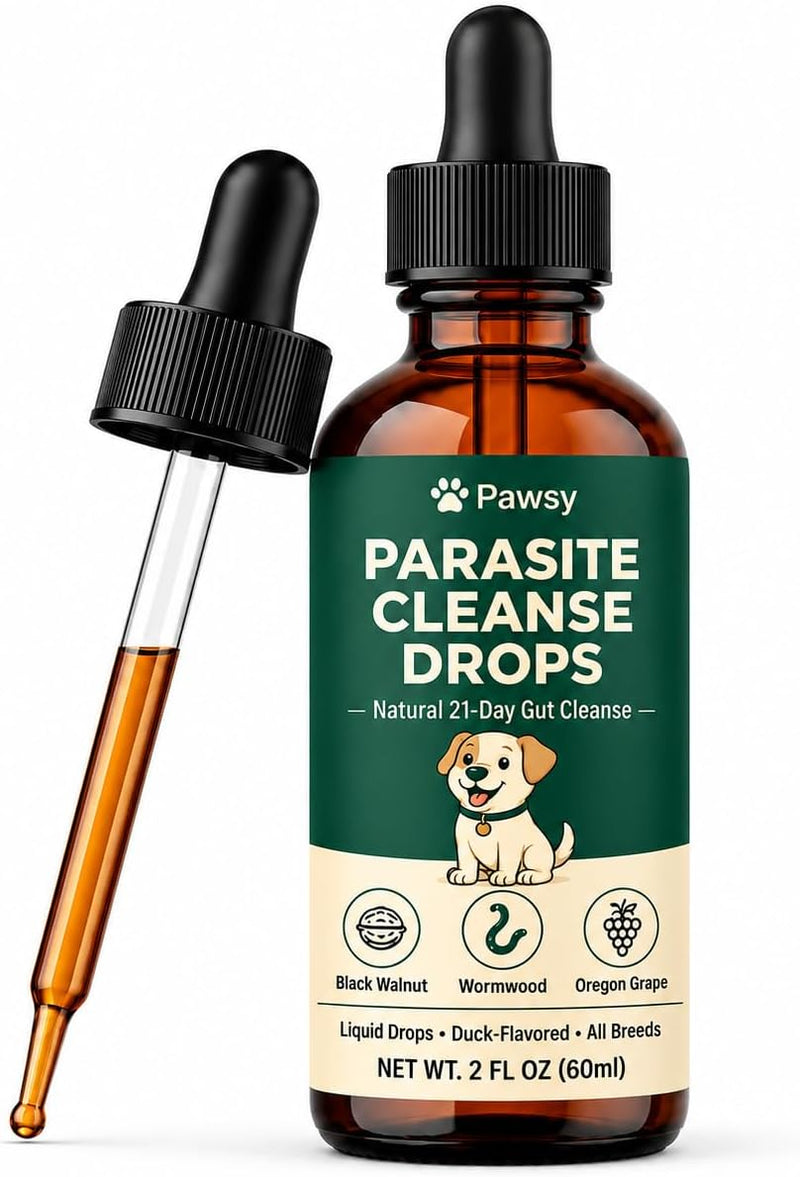 Pawsy Parasite Cleanse Drops, Probiotic Botanical Formula with Herbal Blend – Gut Health, Promotes Healthy Gut, Applicab
