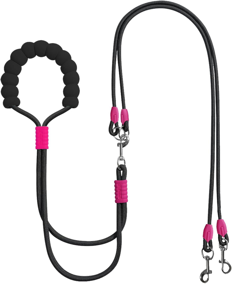 Double Dog Leash for Two Dogs,Dual Hands Free Dog Leashes,360 Swivel No Tangle Walking Leash,Soft Padded Handle,Adjustab