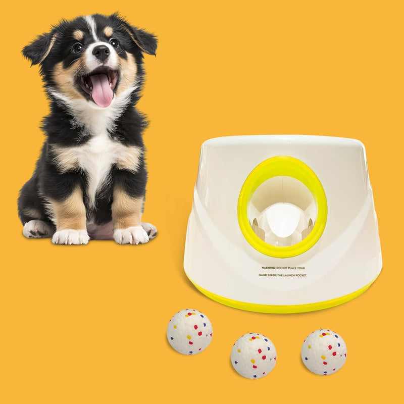 Automatic Dog Ball Launcher-Small Silent Dog Ball Thrower, 3 Adjustable Distances (20ft/33ft/46ft), Rechargable,Includes