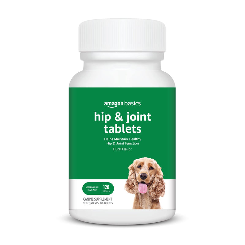 Amazon Basics Dog Hip & Joint Daily Chewable Tablets, with Glucosamine, MSM, and Chondroitin, Duck Flavored, 120 Count (Previously Solimo)