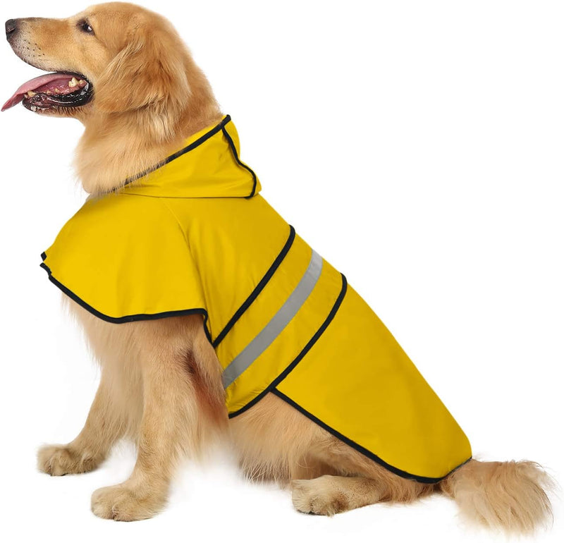 HDE Dog Raincoat with Hood & Leash Hole S-XL Dog Rain Jacket Yellow L