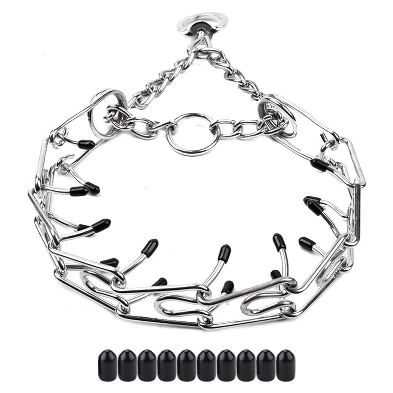 CBBPET Dog Prong Collar, Adjustable Dog Training Collar with Quick Release Buckle for Small Medium Large Dogs (Silver, L/3.5mm Neck: 18
