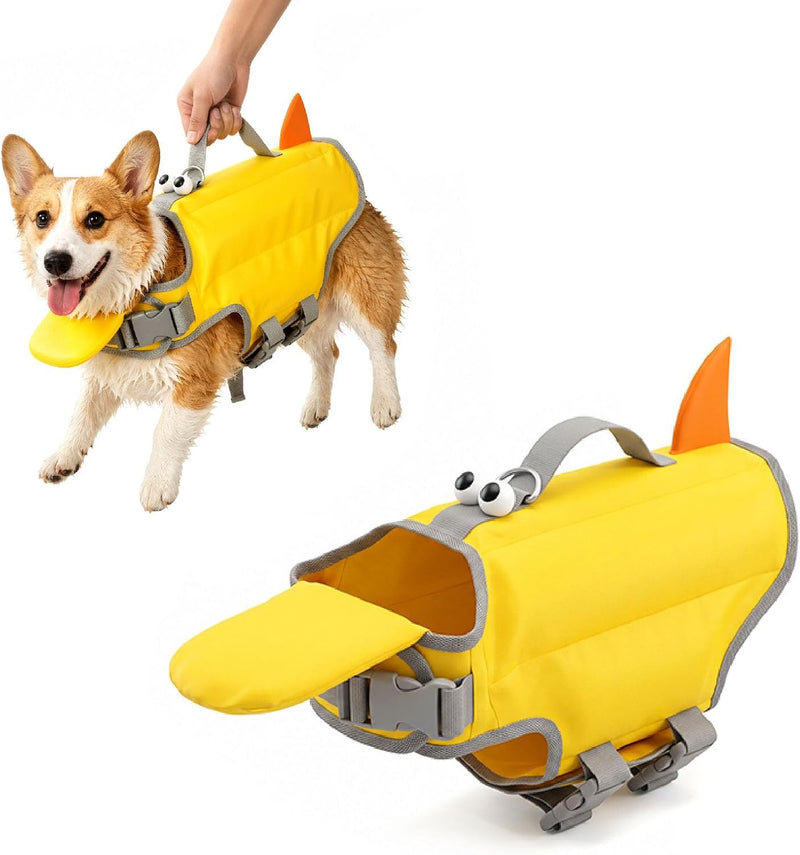 Dog Life Jacket - High Buoyancy Dog Swim Vest with Chin Rest, Reflective Dog Float Jacket with Rescue Handle, Adjustable