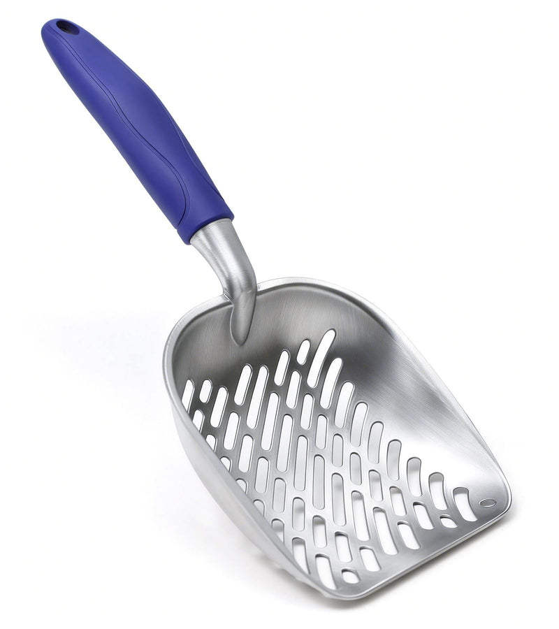 SNUGENS Cat Litter Scoop, Large Long Handle Kitty Metal Scooper, Heavy Duty Aluminum Deep Sifter, Ergonomic Non-Slip Grip, Rustproof Durable Poop Cleaner for Cat Litter Box