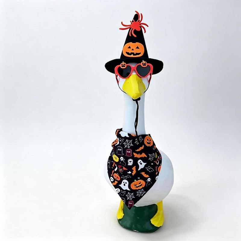 Halloween Porch Goose Outfit with Hat Scarf Pumpkin Sunglasses
