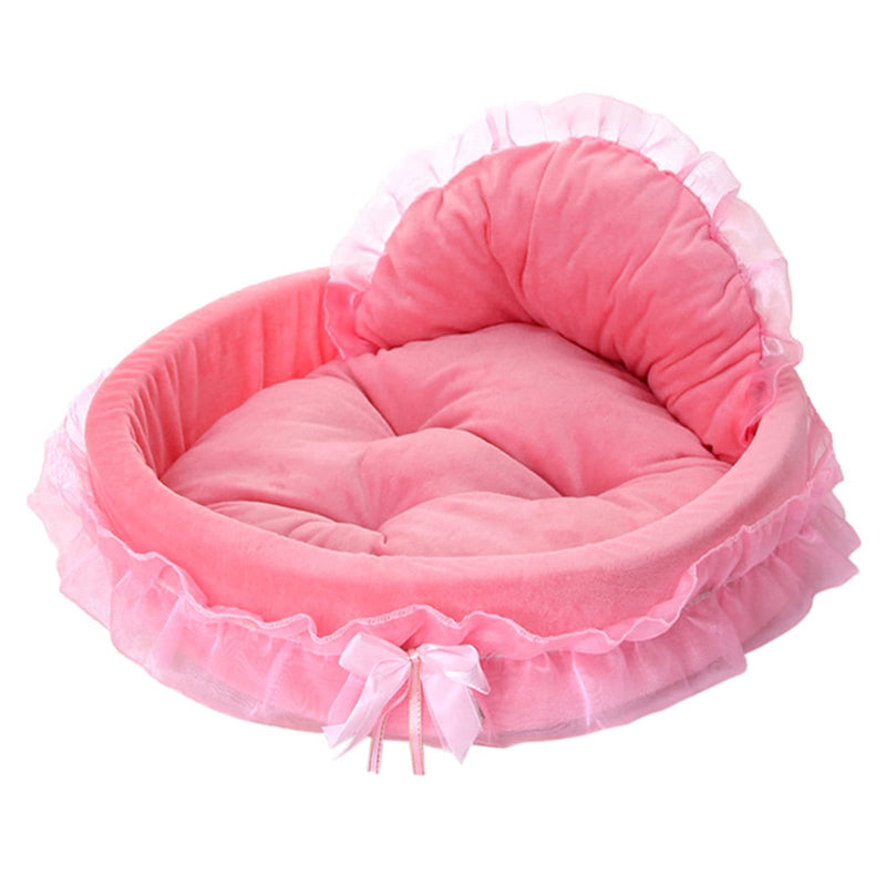 pawstrip Pink Dog Bed Washable Princess Cat Couch Soft Plush Pet Sofa Nest Mat Snuggle Kitten Puppy Cave Beds Cute Cozy Kitten Doggy Kennel Cushion Small Medium Dogs Cats Sleeping Pad (S, Pink)