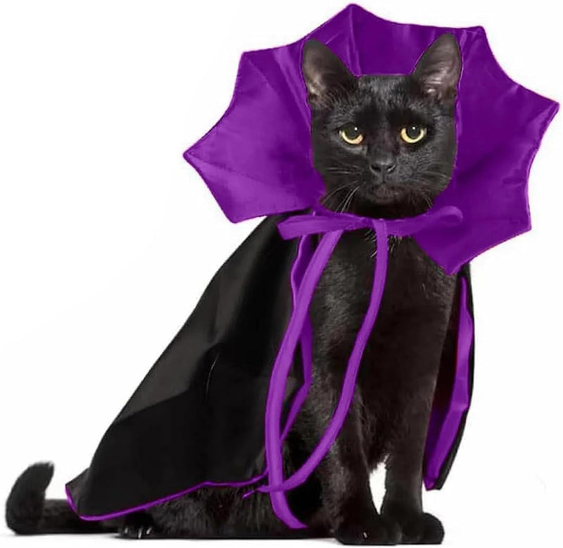 Qiansail Cat Cape Vampire Cloak Halloween Dog Costume Pet Cosplay Apparel Outfit Decor Accessories for Puppy Kitten, Bla