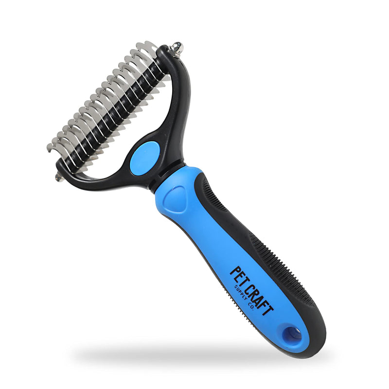 Pet Craft Supply Dog Grooming Rake Undercoat Brush 2-in-1 Pet Deshedding Dematting Detangler Tool with Double Sided Metal Comb Head for Cats and Dogs with Long or Short Hair Fur