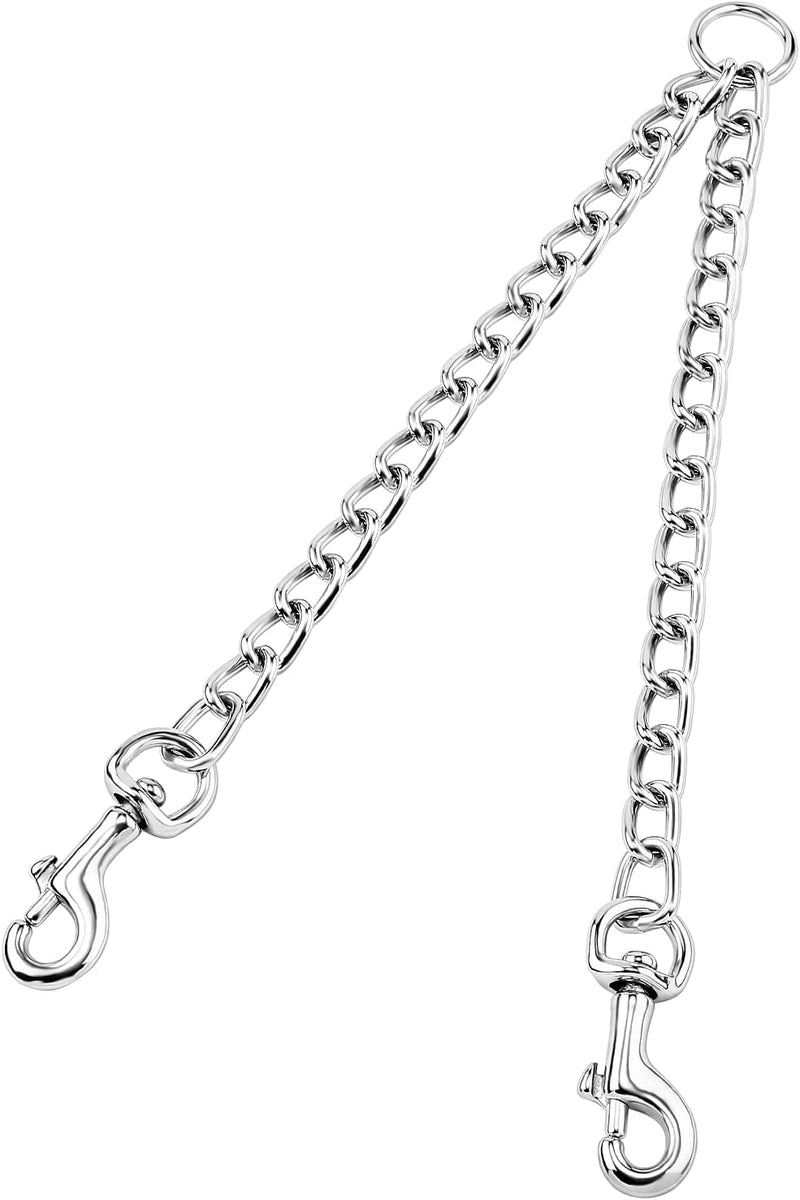 PETTOM Heavy Duty 2 Way Dog Lead Metal Chain Double Pet Clip Leash Coupler 360° Swivel No Tangle Double Dog Walking & Tr