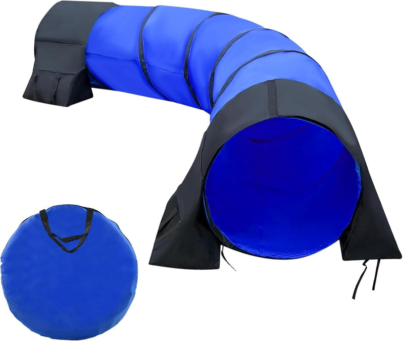 10Ft Dog Agility Tunnel w/ 24” Opening & Sandbags for Most Dogs