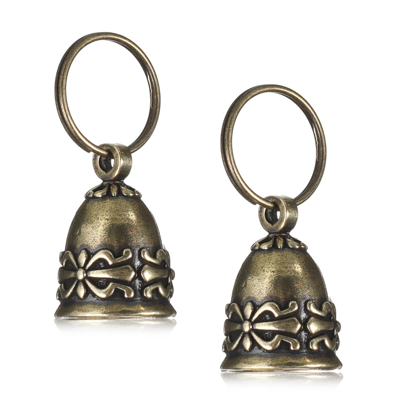 Apojgitn 2Pcs Copper Collar Bell for Small Pet, Retro Brass Dog Bells with 2 KeyringClear Sound Vintage Copper Collar Charms Pendant for Dogs & Cats Tracking Anti Lost