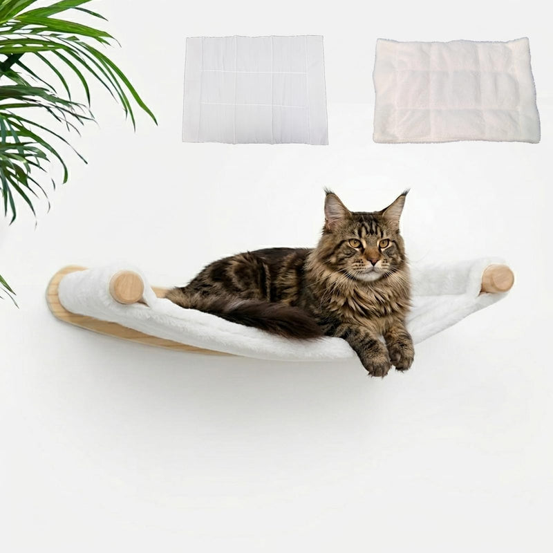 Sgobeum Heavy Duty Wooden Wall Mounted Cat Hammock - 21 * 18 in for Extra Large Indoor Cats 30 Lbs