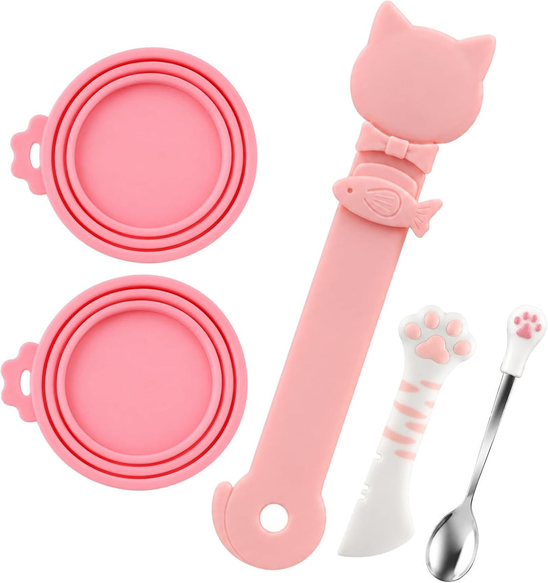 5PCS Cat Food Can Spoons & Can Lids Set, for Cat Dog Wet Food Storage