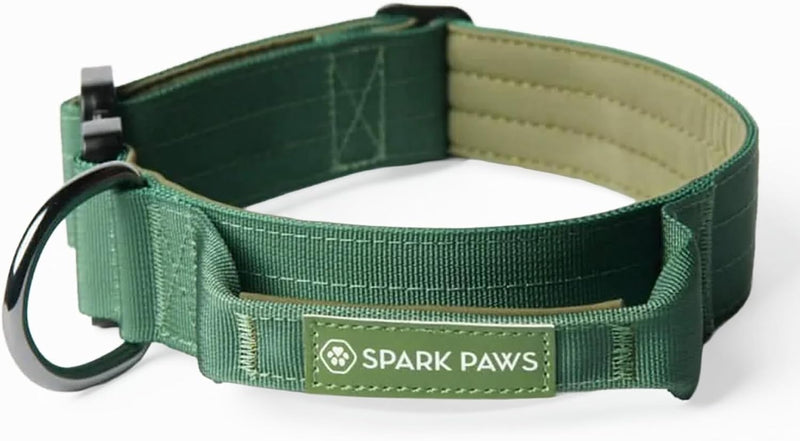 Spark Paws Tactical Large Dog Collar w/Handle - Thick & Wide, Heavy Duty