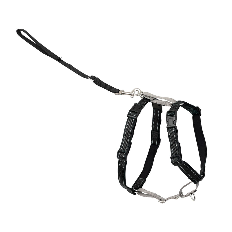 PetSafe 3 in 1 No-Pull Dog Harness for Medium Dogs - Walk, Train or Travel - Helps Pets from Pulling on Walks - Seatbelt Loop Doubles as Quick Access Handle - Reflective- Medium, Black