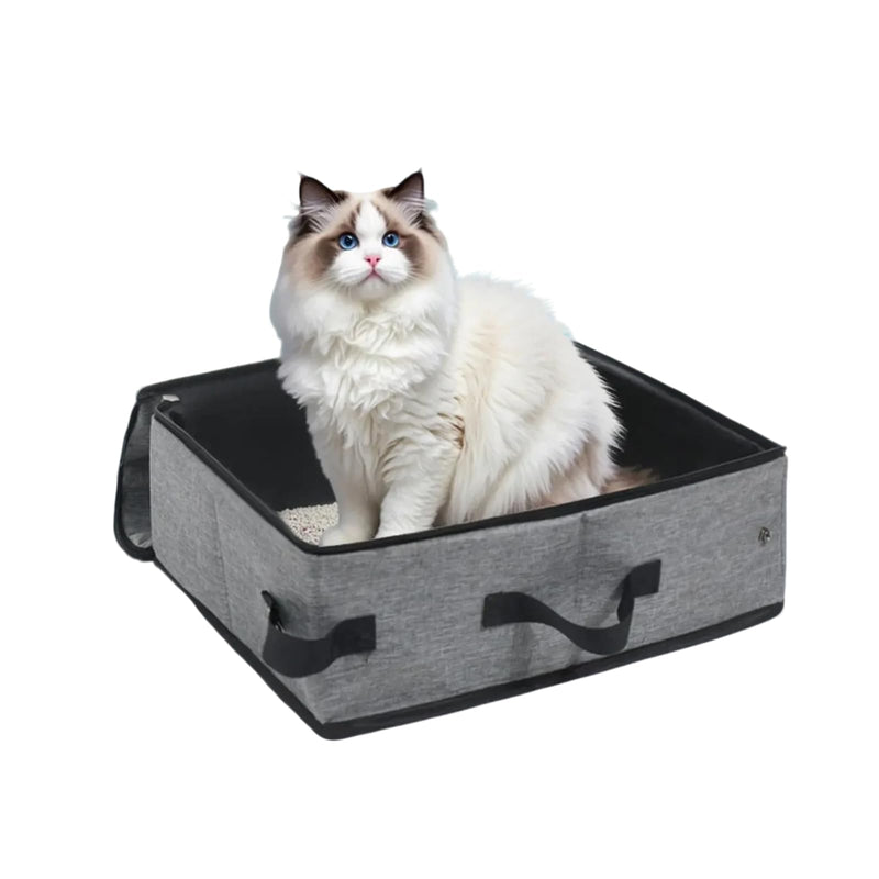 OBELGEOYA Waterproof Portable Cat Litter Box with Lid – Foldable, Leak-Proof, Odor-Free Travel, Easy to Carry & Clean, Covered Collapsible Kittens Pet Tray for Road Trips, Hotel, Car, 16.5