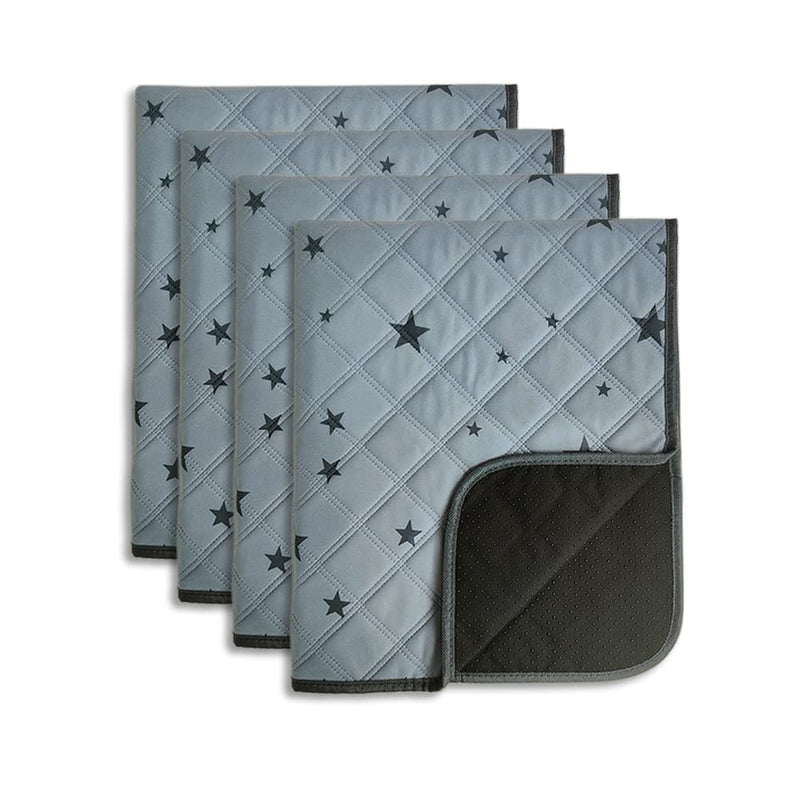 RIOUSSI Washable Pee Pads for Dogs, Reusable, Absorbent, Leakproof, Non Slip Pet Puppy Pads for Potty Training. Gray Stars, 18x24 Inch(4pack)