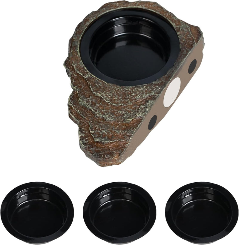 Magnetic Gecko Feeding Ledge, Reptile Food Dish with 3PCS Feeding Cups Crested Gecko Feeder Ledge Water Bowl for Lizard