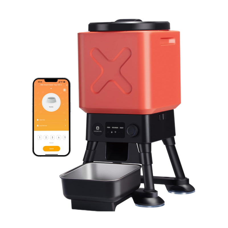 Automatic Dog Feeder for Large Dogs, 14L Capacity, Remote Feeding, Anti-Blockage System, Timed Auto Dog Food Dispenser, 2.4G WiFi App Control,Dual Power Supply,Stainless Steel Bowl