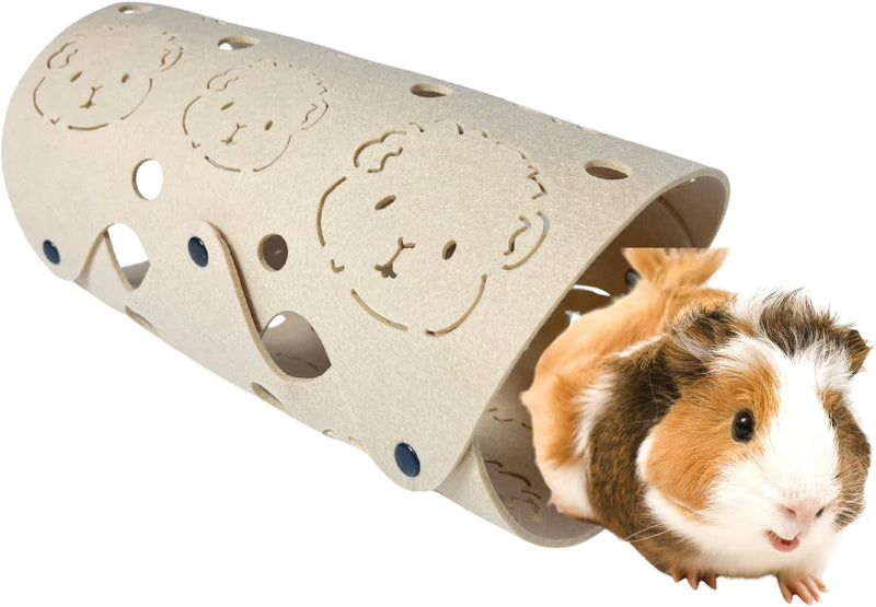 Guinea Pig Tunnel, Washable Felt Hideout, Cavyhead Design,Beige
