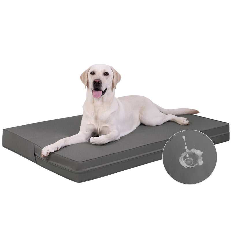 Vonabem Outdoor Waterproof Dog Bed Washable, Extra Large Crate Pad 42 inch, Wipeable Leather XL Pet beds with Removable Cover, Foam Orthopedic Anti-Slip Kennel Pads Reversible, 41