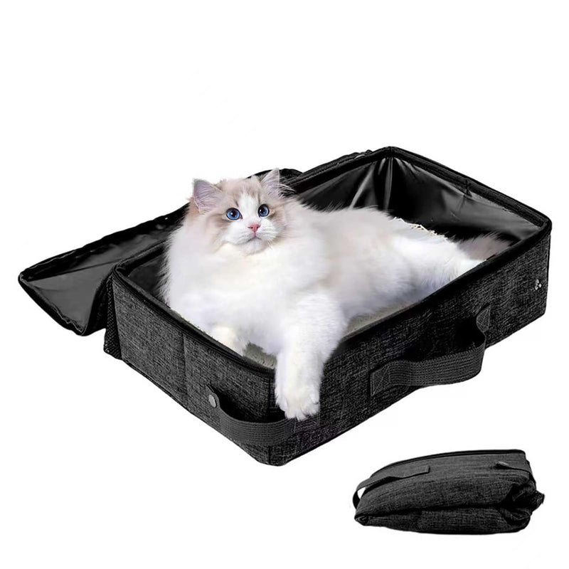 Portable Cat Litter Box with Lid, 16 * 12 * 6 inches Foldable Travel Litter Box for Cats, Lightweight & Easy to take, Cat Essentials for Outdoor Traveling
