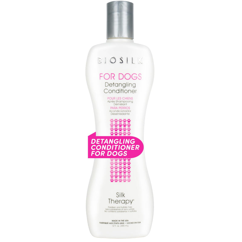 BioSilk for Dogs Silk Therapy Dog Detangling Conditioner, Dog Coat Conditioner to Help Smooth Knots and Tangles and Support Soft Manageable Coats during Routine Grooming, 12 Fl Oz