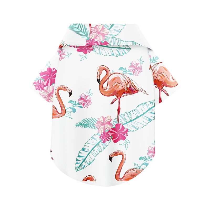 Hawaiian Dog Shirt – Lightweight and Breathable Summer T-Shirt with Tropical Prints, Fun Beach Outfit for Small, Medium, and Large Dogs, Perfect for Hot Days and Outdoor Vacation.Flamingo 4XL