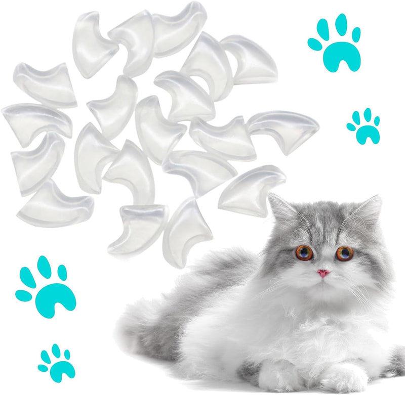 VICTHY 100pcs Cat Nail Caps Clear Cat Claw Covers Kitten Nail Caps with Adhesives and Applicators (M Clear)