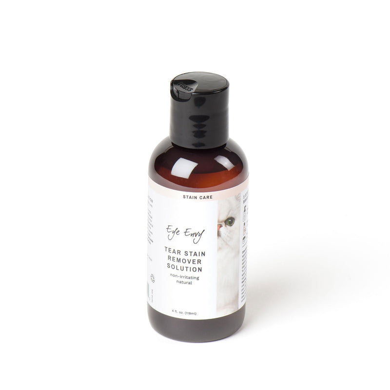 Eye Envy Tear Stain Remover Solution for Cats. Gentle, Natural and Safe. Cleans Tear Stains. Recommended by Breeders, Groomers. Remove Eye Stains from Persians and Exotics. 4 oz. Made in USA