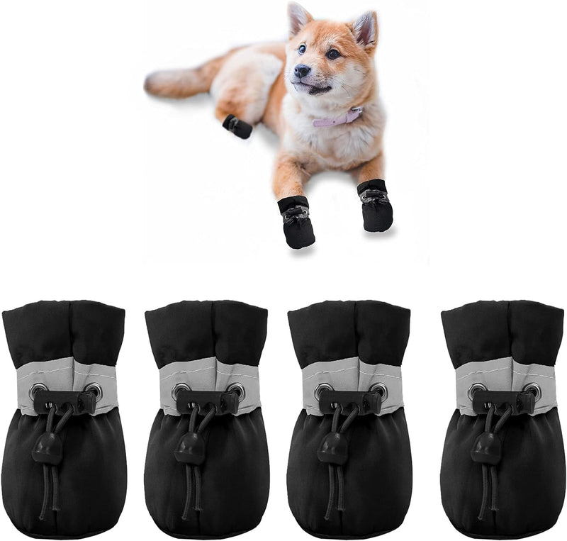 YAODHAOD Dog Shoes for Small Dogs, Puppy Boots & Paw Protectors, Black, 4