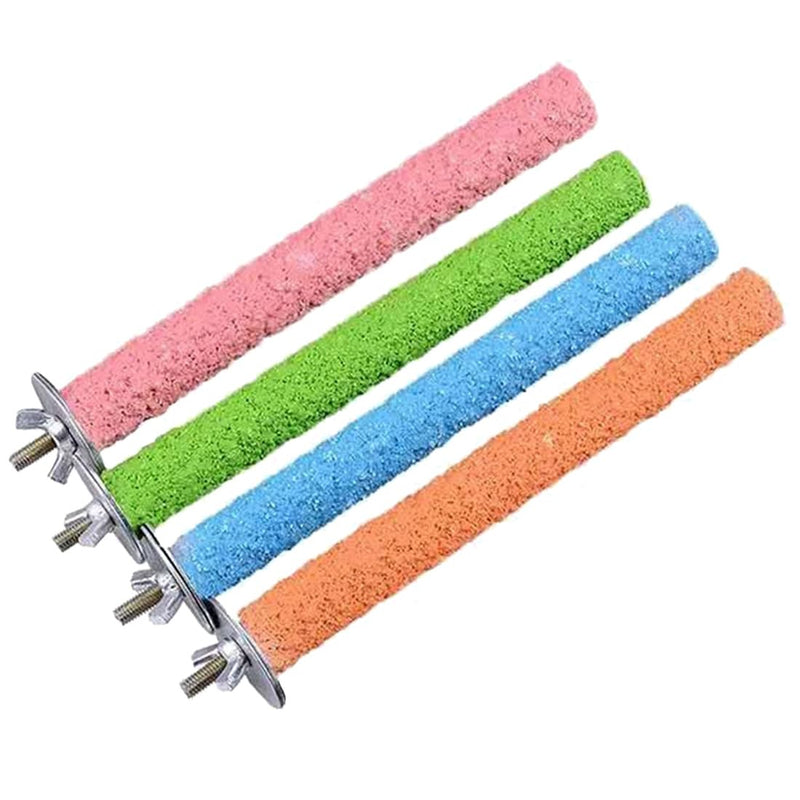 Hamiledyi 4 PCS Parrot Perch Stand Toy 7.9x0.8inch Bird Cage Perch Natural Paw Grinding Stick for Medium Parrots Parakeets Cockatiels Lovebirds Chewing Stick (M)