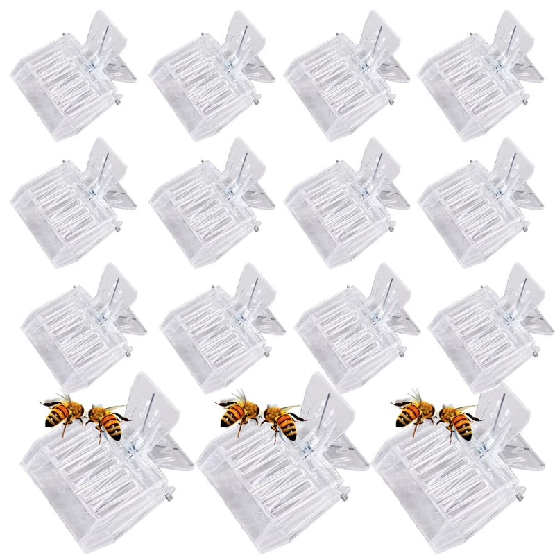 APlayfulBee 15 Pcs Queen Bee Cage Catcher Clip Transparent Plastic Beekeeping Tools kit