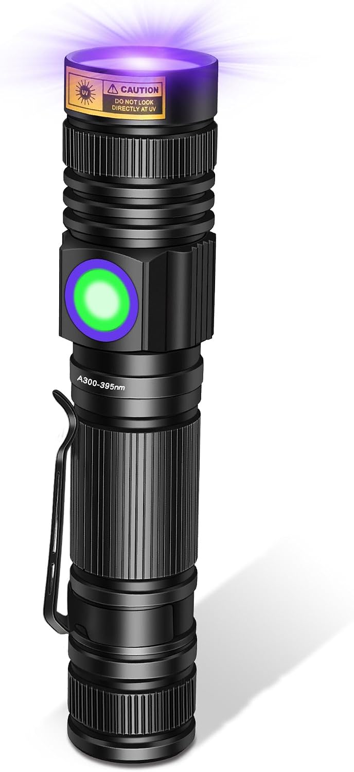 DARKBEAM UV 395nm Flashlight USB Rechargeable, Wood's lamp Black Light, Handheld Ultraviolet LED Portable with Clip, Resin Curing/Spot Scorpions/Fluorescer/Detector for Pet Dog Urine