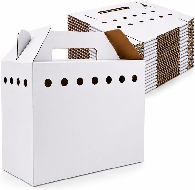 HiBi 12 Pack Small Animal Cardboard Carriers, 11 x 6 x 8 in, White