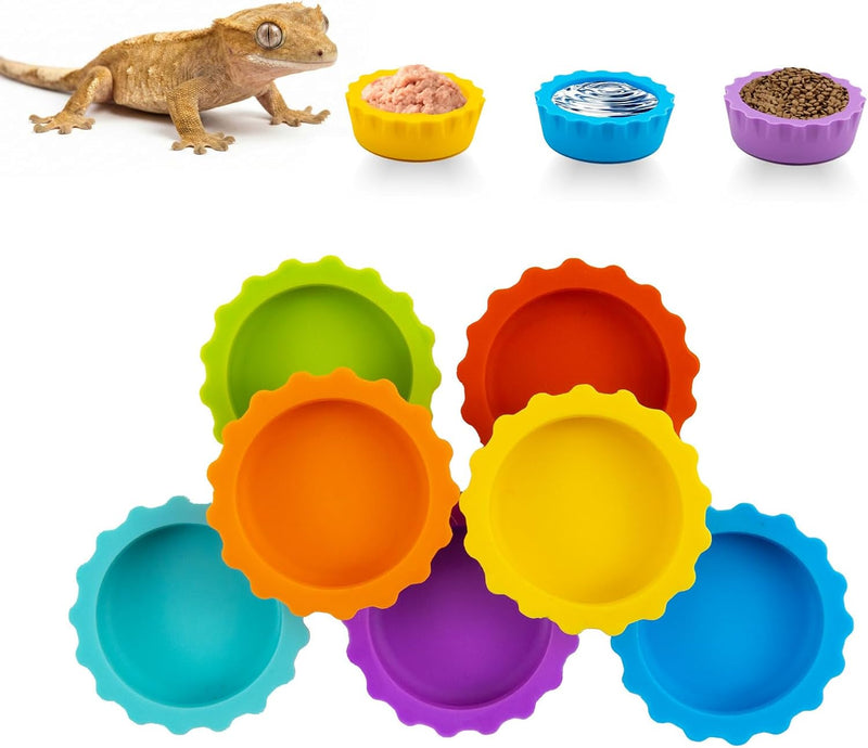 7 Pack Crested Gecko Food and Water Bowl, Eudimysx Reusable Small Reptile Feeding Dish, Gecko Tank Accessories for Hermi