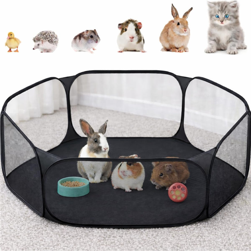 Amakunft Small Animal Playpen, Pop-Up Portable Play Yard for Guinea Pigs, Rabbits, Hamsters, Hedgehogs, Foldable Exercis