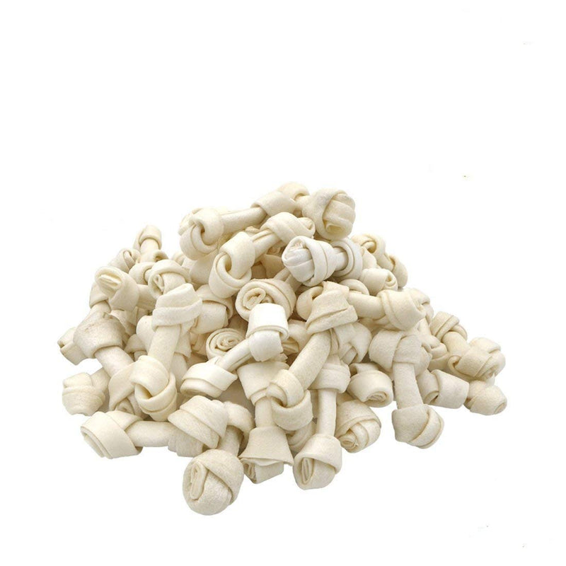 FANSUSENKE 60 Count Rawhide Knot Bones Dog Bulk Treats Chews Natural Rawhide Healthy Dog Teeth 2.5