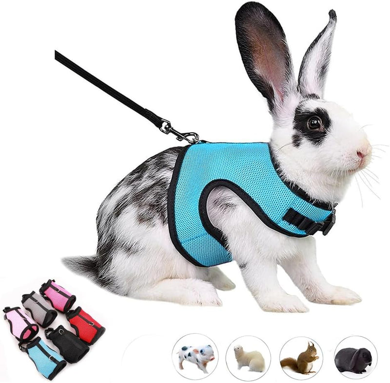 Bunny Harness and Leash Set Escape Proof, Rabbit Harness Blue L