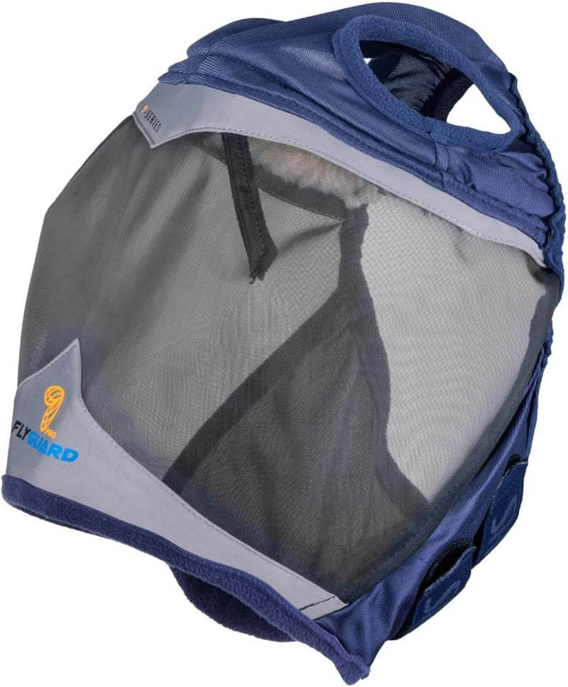 Shires FlyGuard Pro Fine Mesh Fly Mask with UV Protection Navy/Ear Hole/Full