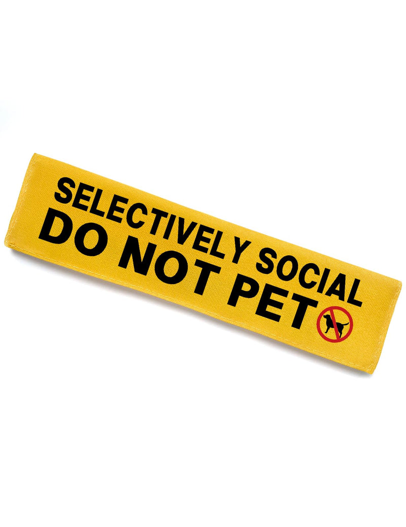 KISJO Selectively Social Dog Leash Sleeve - Funny Yellow Alert Hanging ID Patch Tag, Do Not Pet Leash Sleeve Service Dog Accessory, Pet Birthday Gift for Dog Owners