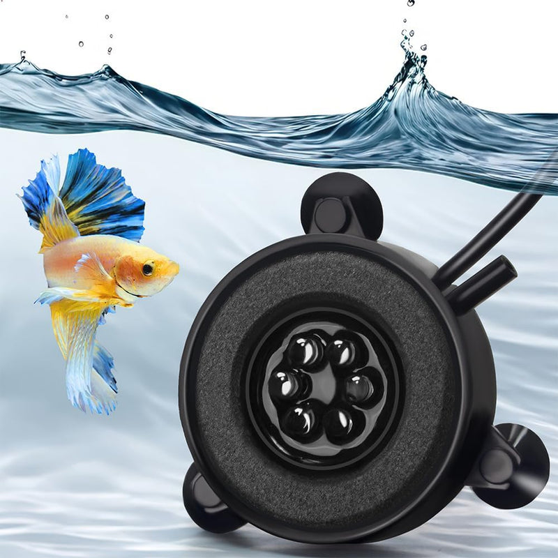 DaToo Aquarium LED Air Bubble Stone Disk 2 Inch with 6 Dazzle Color LEDs Fish Tank Oxygen Bubble LED Light Color Auto Ch
