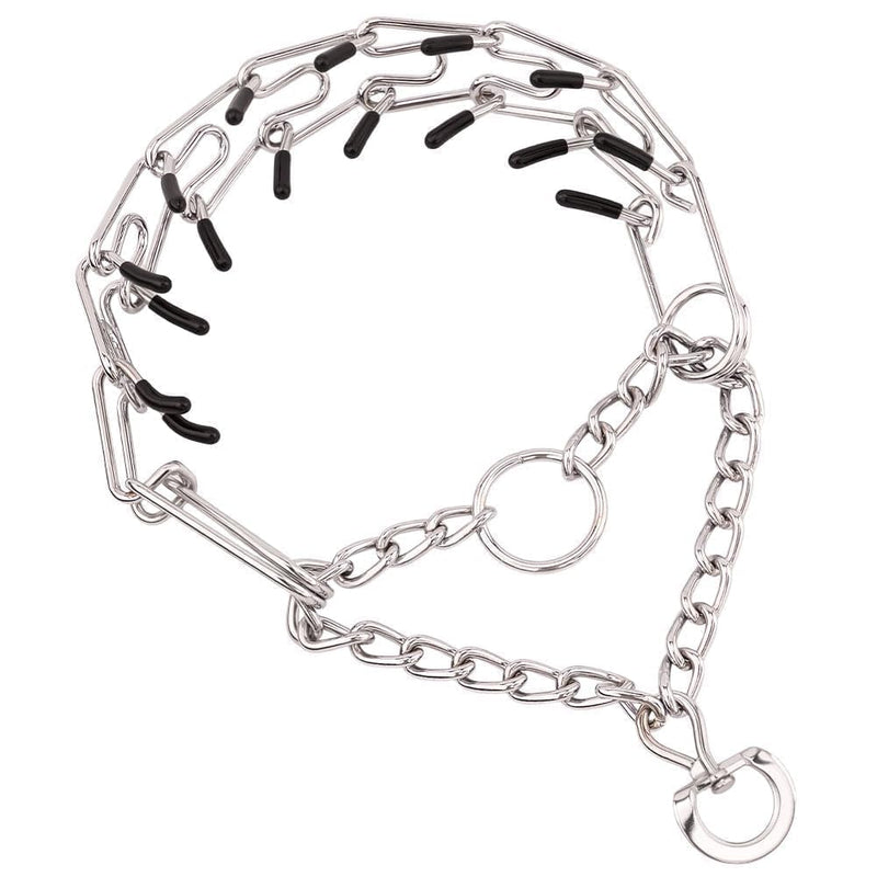No Pull Prong Dog Collar,Adjustable Dog Pinch Training Chain Collar with Comfort Rubber Tips for Training Guidance Small Medium Large Dogs (M)