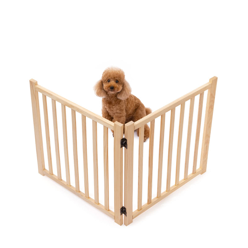YOCAN Non-Painted Wood FreeStanding Pet Gate for Dogs,Wooden Dog Gates for Doorways, Stairs,The House, Dog Fences Indoor Puppy Gate-2 Panel H:23”
