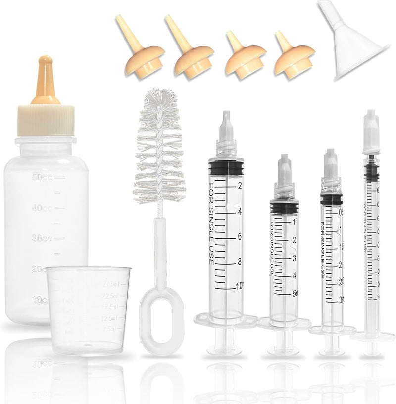 Puppy Kitten Bottle Feeding Kit, Newborn Baby Dog Cat Rabbit Feeding Bottles with Nipples Feeder Pet Nursing Kit
