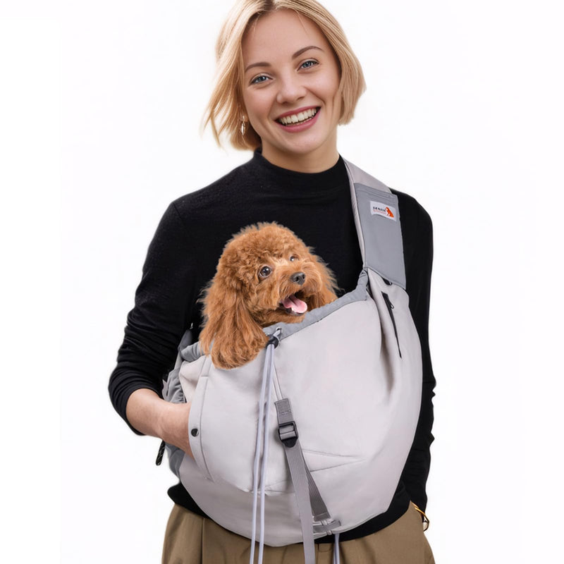 Dog Carrier Sling,Dog Carriers for Small Dogs & Cats Up to 20lbs,Puppy Carrying Backpack Pet Purse with Pockets,Adjustable Shoulder Strap,Hands Free for Travel (Grey)