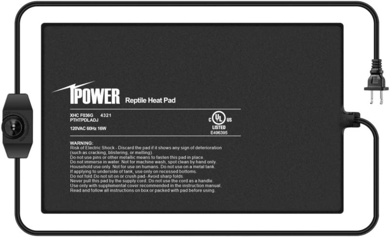 iPower 8 by 12 Inch Reptile Heating Pad with Temperature Adjustable Controller Knob, Under Tank Warmer Terrarium Heat Ma