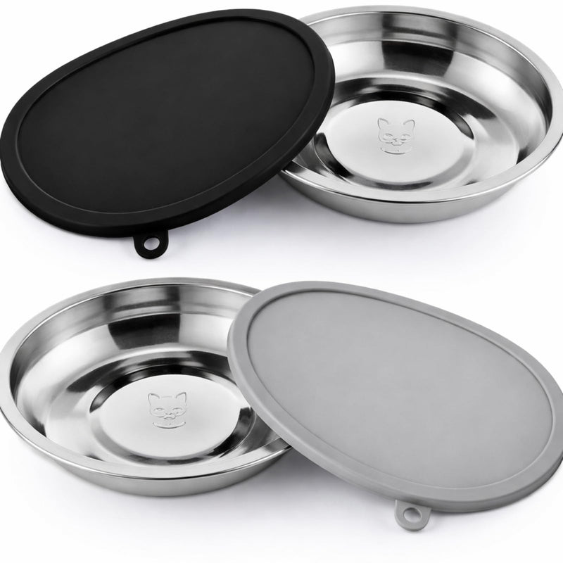 Patelai 4 Pcs Stainless Steel Dog Bowls with Silicone Lids Portable Food and Water Dishes for Pets Sealable Containers for 6.3